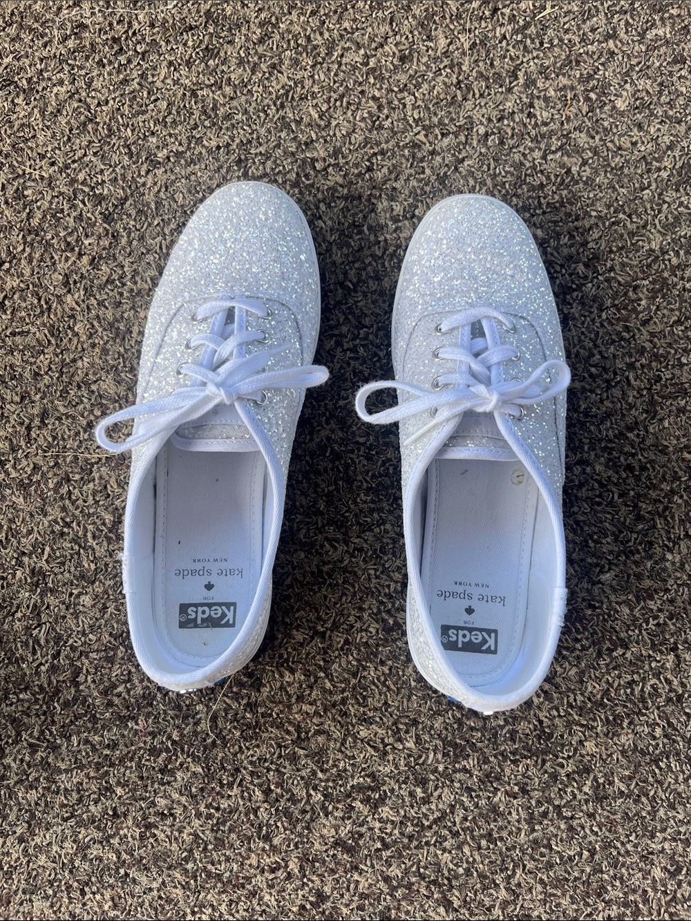 Kate Spade Women’s  White Glitter Lace-Up Sneakers